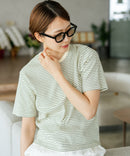 【C-FORTPOINT/フォートポイント】【細見え スタイルアップ効果】細ボーダー ジャガードリブTシャツ 着痩せ きれいめ オフィス 通勤 大人カジュアル フレンチシック