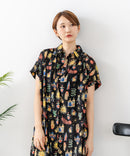 【C-FORT POINT/フォートポイント】さらっと軽やか インド綿 総柄シャツワンピース リゾート Aライン フレア 羽織り ナチュラル 軽やか 旅行 コットン100%