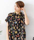 【C-FORT POINT/フォートポイント】さらっと軽やか インド綿 総柄シャツワンピース リゾート Aライン フレア 羽織り ナチュラル 軽やか 旅行 コットン100%