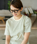 【C-FORTPOINT/フォートポイント】【細見え スタイルアップ効果】細ボーダー ジャガードリブTシャツ 着痩せ きれいめ オフィス 通勤 大人カジュアル フレンチシック