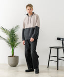 【BLUE STANDARD/ブルースタンダード】パフィースウェット バイカラー プルオーバーパーカー フーディー ストレッチ 春服