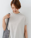【C-FORTPOINT/フォートポイント】【ストレッチ性抜群の冷感素材を使用】フレンチスリーブ モックネックTシャツ プチハイネック プルオーバー 接触冷感 涼しい 二の腕カバー サイドスリット