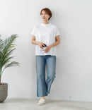 【C-FORTPOINT/フォートポイント】【ストレッチ性抜群の冷感素材を使用】フレンチスリーブ モックネックTシャツ プチハイネック プルオーバー 接触冷感 涼しい 二の腕カバー サイドスリット