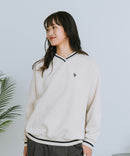 【U.S. POLO ASSN./ユーエスポロアッスン】Vネック リブライン 裏起毛 スウェットトレーナー