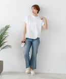 【C-FORTPOINT/フォートポイント】【ストレッチ性抜群の冷感素材を使用】フレンチスリーブ モックネックTシャツ プチハイネック プルオーバー 接触冷感 涼しい 二の腕カバー サイドスリット