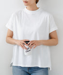 【C-FORTPOINT/フォートポイント】【ストレッチ性抜群の冷感素材を使用】フレンチスリーブ モックネックTシャツ プチハイネック プルオーバー 接触冷感 涼しい 二の腕カバー サイドスリット