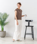 【C-FORT POINT/フォートポイント】華奢見え ワイドリブフレンチスリーブＴシャツ 二の腕カバー 伸縮性 細見え オフィス 通勤 きれいめ 大人カジュアル