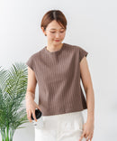 【C-FORT POINT/フォートポイント】華奢見え ワイドリブフレンチスリーブＴシャツ 二の腕カバー 伸縮性 細見え オフィス 通勤 きれいめ 大人カジュアル