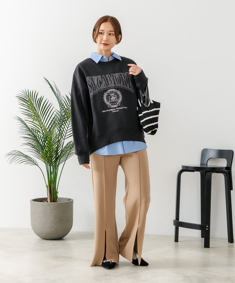 【C-FORT POINT/フォートポイント】カレッジロゴ ステッチ刺繍トレーナー