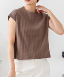 【C-FORT POINT/フォートポイント】華奢見え ワイドリブフレンチスリーブＴシャツ 二の腕カバー 伸縮性 細見え オフィス 通勤 きれいめ 大人カジュアル