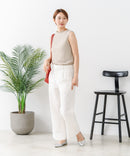 【C-FORTPOINT/フォートポイント】【ひんやり接触冷感 オンにもオフにも！】カット楊柳 ノースリーブTシャツ タンクトップ 着痩せ きれいめ カジュアル 涼しい