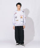 裏起毛 刺繍＆プリント 総柄 クルーネックスウェット THRASHER スラッシャー