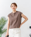 【C-FORT POINT/フォートポイント】華奢見え ワイドリブフレンチスリーブＴシャツ 二の腕カバー 伸縮性 細見え オフィス 通勤 きれいめ 大人カジュアル