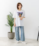 【sanrio/サンリオ】【ゆったりルーズシルエット】日焼けキャラクター サガラ刺繍Tシャツ ハローキティ クロミ ポチャッコ y2k 平成レトロ