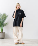 【SAVIER/サビアー】×【ZERO STAIN/ゼロステイン】【NYロゴ立体刺繍】コラボ ハーフジップ Tシャツ オーバーサイズ 汗染み防止 ストリート・スケーター
