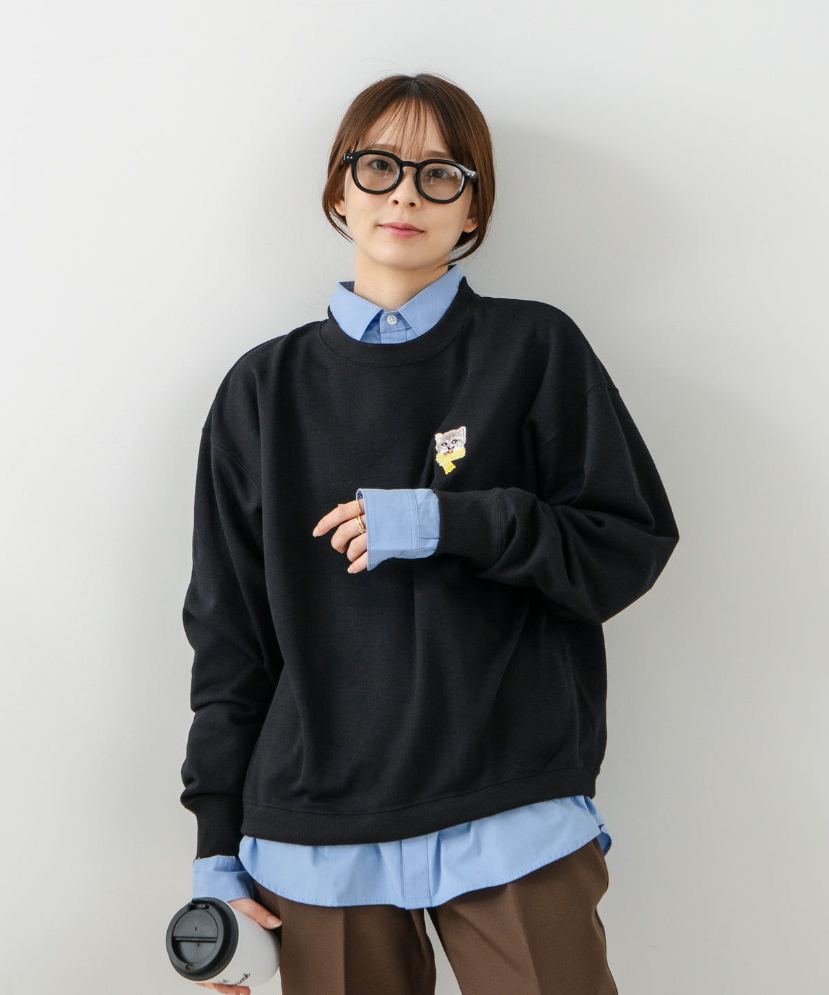 C-FORT POINT/フォートポイント】ネコマフラー刺繍 スウェットトレーナー