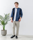 ZEROSTAIN フェイクレイヤード ビッグシルエット 切り替えデザイン 7分袖Tシャツ 汗染みの目立ちにくいTシャツ 防汚 UVカット