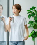 【C-FORTPOINT/フォートポイント】【ストレッチ性抜群の冷感素材を使用】フレンチスリーブ モックネックTシャツ プチハイネック プルオーバー 接触冷感 涼しい 二の腕カバー サイドスリット