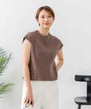 【C-FORT POINT/フォートポイント】華奢見え ワイドリブフレンチスリーブＴシャツ 二の腕カバー 伸縮性 細見え オフィス 通勤 きれいめ 大人カジュアル