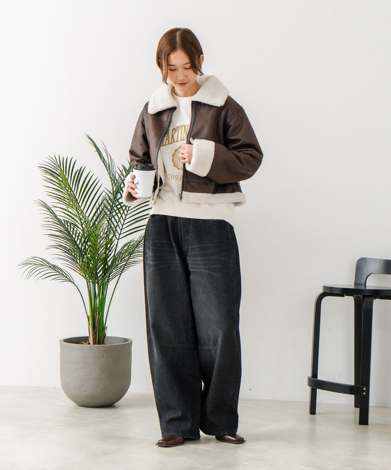 【C-FORT POINT/フォートポイント】フェイクレザー フライトジャケット