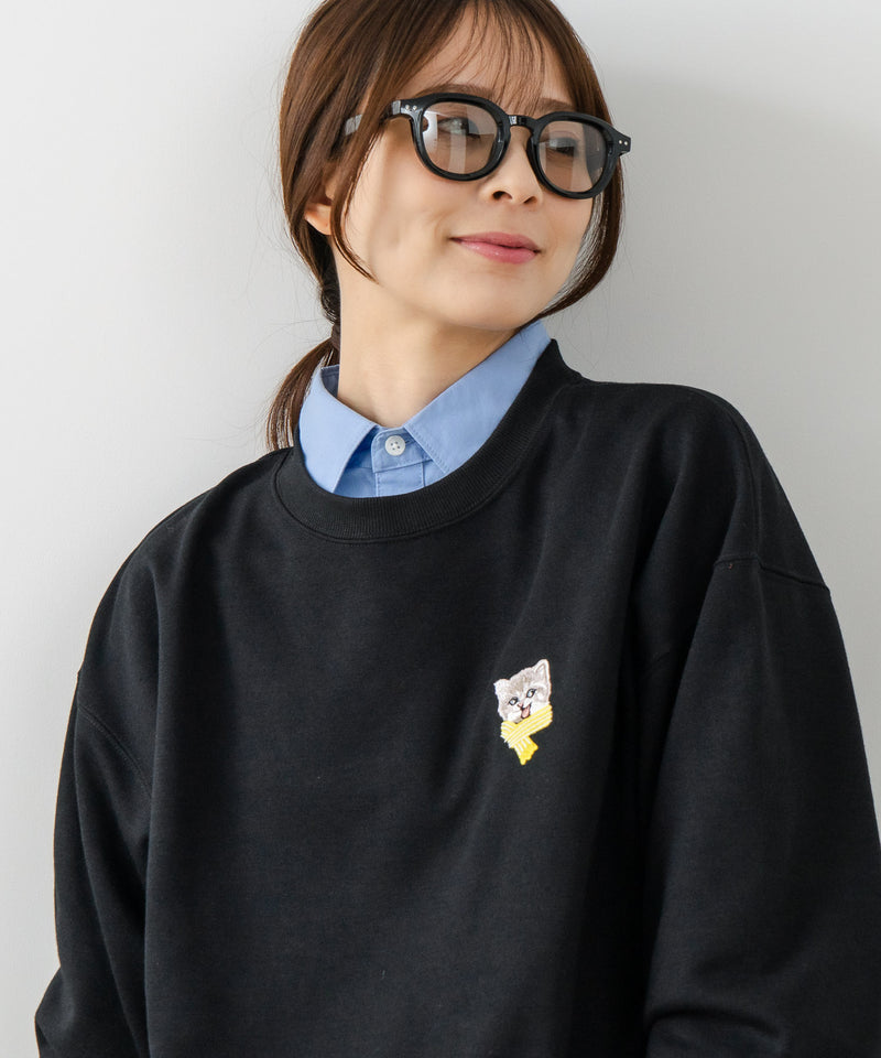 【C-FORT POINT/フォートポイント】ネコマフラー刺繍 スウェットトレーナー