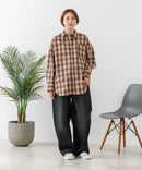 【C-FORT POINT/フォートポイント】【長めの丈感で腰回りカバー】ベーシックチェックシャツ レギュラーカラー ゆったりシルエット チェック柄 長袖 定番 カジュアル