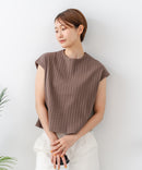 【C-FORT POINT/フォートポイント】華奢見え ワイドリブフレンチスリーブＴシャツ 二の腕カバー 伸縮性 細見え オフィス 通勤 きれいめ 大人カジュアル