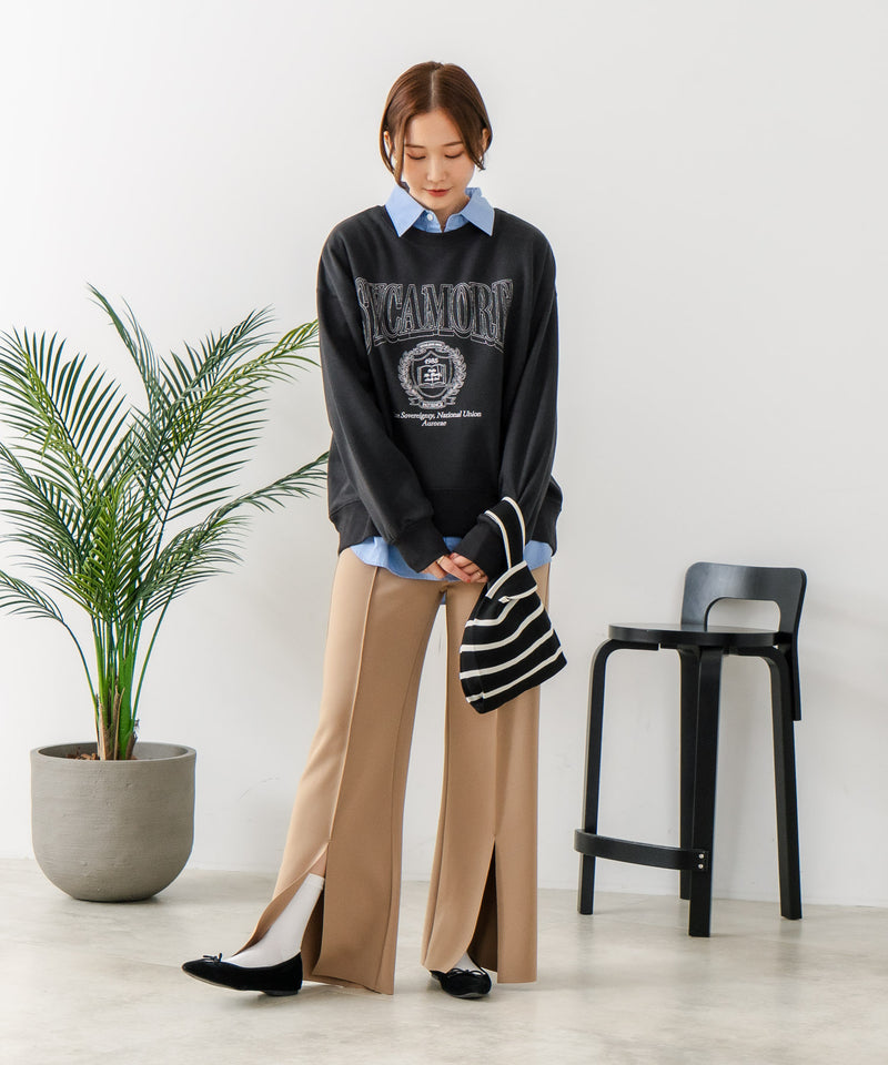 【C-FORT POINT/フォートポイント】カレッジロゴ ステッチ刺繍トレーナー