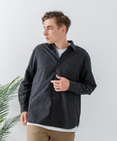 【Blue Standard:ブルースタンダード】フレンチリネンミックス 長袖 リラックスフィットシャツ