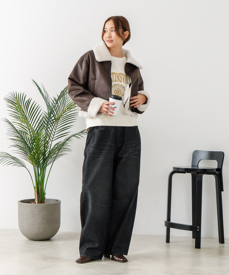 【C-FORT POINT/フォートポイント】フェイクレザー フライトジャケット