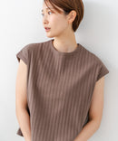 【C-FORT POINT/フォートポイント】華奢見え ワイドリブフレンチスリーブＴシャツ 二の腕カバー 伸縮性 細見え オフィス 通勤 きれいめ 大人カジュアル