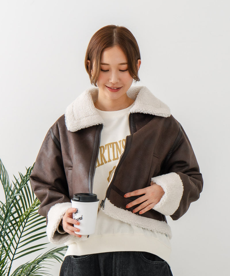 【C-FORT POINT/フォートポイント】フェイクレザー フライトジャケット