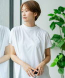 【C-FORTPOINT/フォートポイント】【ストレッチ性抜群の冷感素材を使用】フレンチスリーブ モックネックTシャツ プチハイネック プルオーバー 接触冷感 涼しい 二の腕カバー サイドスリット
