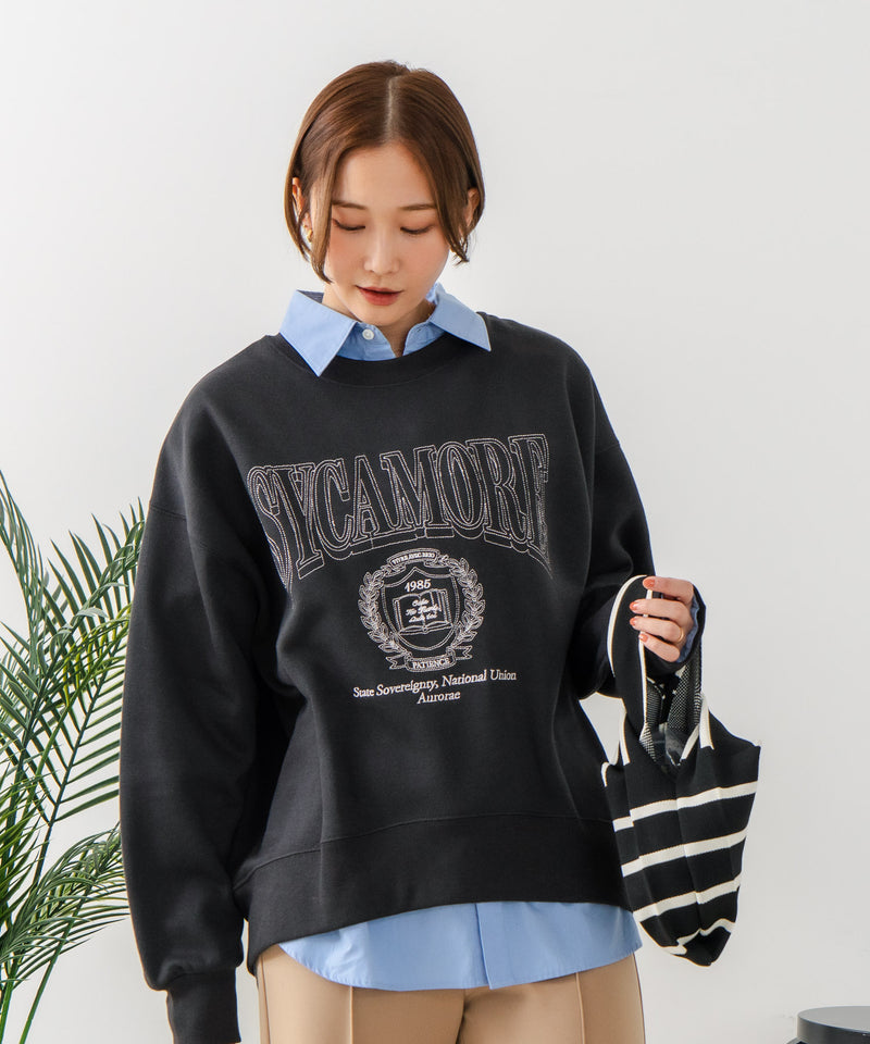 【C-FORT POINT/フォートポイント】カレッジロゴ ステッチ刺繍トレーナー