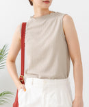 【C-FORTPOINT/フォートポイント】【ひんやり接触冷感 オンにもオフにも！】カット楊柳 ノースリーブTシャツ タンクトップ 着痩せ きれいめ カジュアル 涼しい