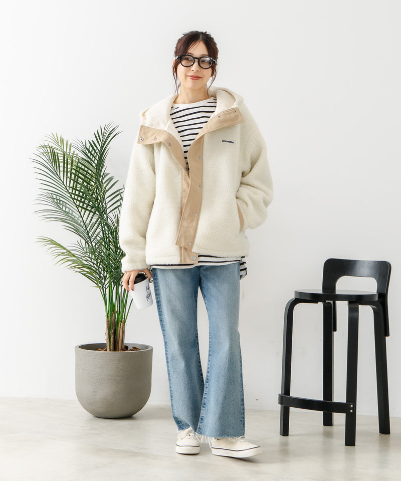 【CONVERSE/コンバース】ボア 切り替え フードジャケット