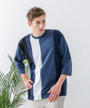 ZEROSTAIN フェイクレイヤード ビッグシルエット 切り替えデザイン 7分袖Tシャツ 汗染みの目立ちにくいTシャツ 防汚 UVカット