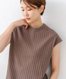 【C-FORT POINT/フォートポイント】華奢見え ワイドリブフレンチスリーブＴシャツ 二の腕カバー 伸縮性 細見え オフィス 通勤 きれいめ 大人カジュアル