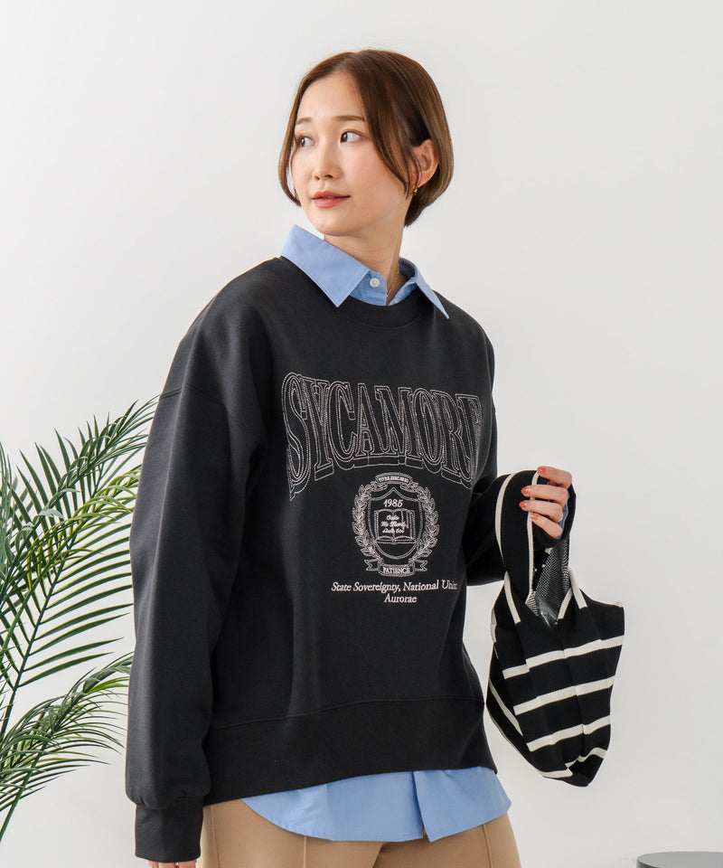 【C-FORT POINT/フォートポイント】カレッジロゴ ステッチ刺繍トレーナー