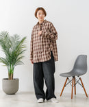 【C-FORT POINT/フォートポイント】【長めの丈感で腰回りカバー】ベーシックチェックシャツ レギュラーカラー ゆったりシルエット チェック柄 長袖 定番 カジュアル