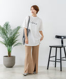 【C-FORTPOINT/フォートポイント】【動きやすいサイドスリット入り】フロントロゴ 刺繍チュニック ゆったりシルエット 体形カバー シンプル カジュアル