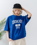 【DISCUS/ディスカス】カレッジロゴプリント ヘビーウェイトTシャツ ルーズシルエット