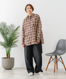 【C-FORT POINT/フォートポイント】【長めの丈感で腰回りカバー】ベーシックチェックシャツ レギュラーカラー ゆったりシルエット チェック柄 長袖 定番 カジュアル