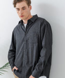 【Blue Standard:ブルースタンダード】フレンチリネンミックス 長袖 リラックスフィットシャツ