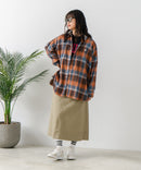 【BEVERLY HILLS POLO CLUB/ビバリーヒルズポロクラブ】オーバーサイズ ロゴ ワンポイント刺繍 シャギーチェックシャツ/フランネルシャツ/レディース メンズ