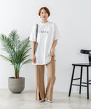 【C-FORTPOINT/フォートポイント】【動きやすいサイドスリット入り】フロントロゴ 刺繍チュニック ゆったりシルエット 体形カバー シンプル カジュアル
