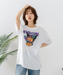【sanrio/サンリオ】【ゆったりルーズシルエット】日焼けキャラクター サガラ刺繍Tシャツ ハローキティ クロミ ポチャッコ y2k 平成レトロ