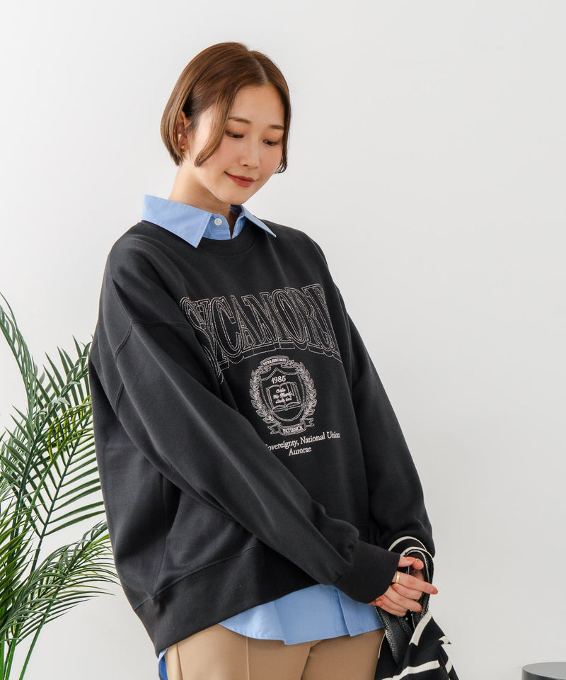 【C-FORT POINT/フォートポイント】カレッジロゴ ステッチ刺繍トレーナー