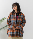 【BEVERLY HILLS POLO CLUB/ビバリーヒルズポロクラブ】オーバーサイズ ロゴ ワンポイント刺繍 シャギーチェックシャツ/フランネルシャツ/レディース メンズ