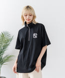 【SAVIER/サビアー】×【ZERO STAIN/ゼロステイン】【NYロゴ立体刺繍】コラボ ハーフジップ Tシャツ オーバーサイズ 汗染み防止 ストリート・スケーター